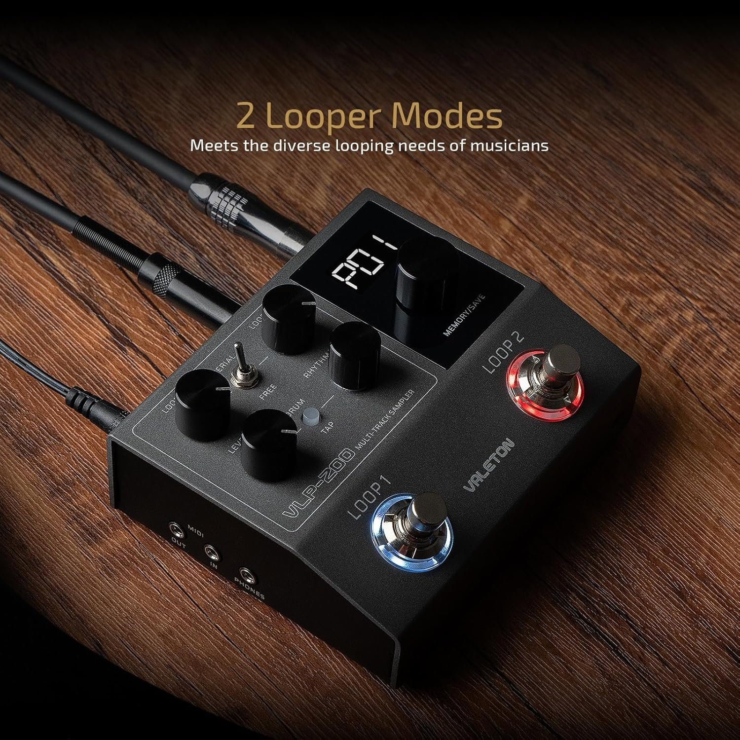 VALETON Looper Pedal Dual Track Stereo Looper for Guitar, Bass, Keyboard, Vocals Drum Machine 99 Project Storage Spaces Software Support VLP-200