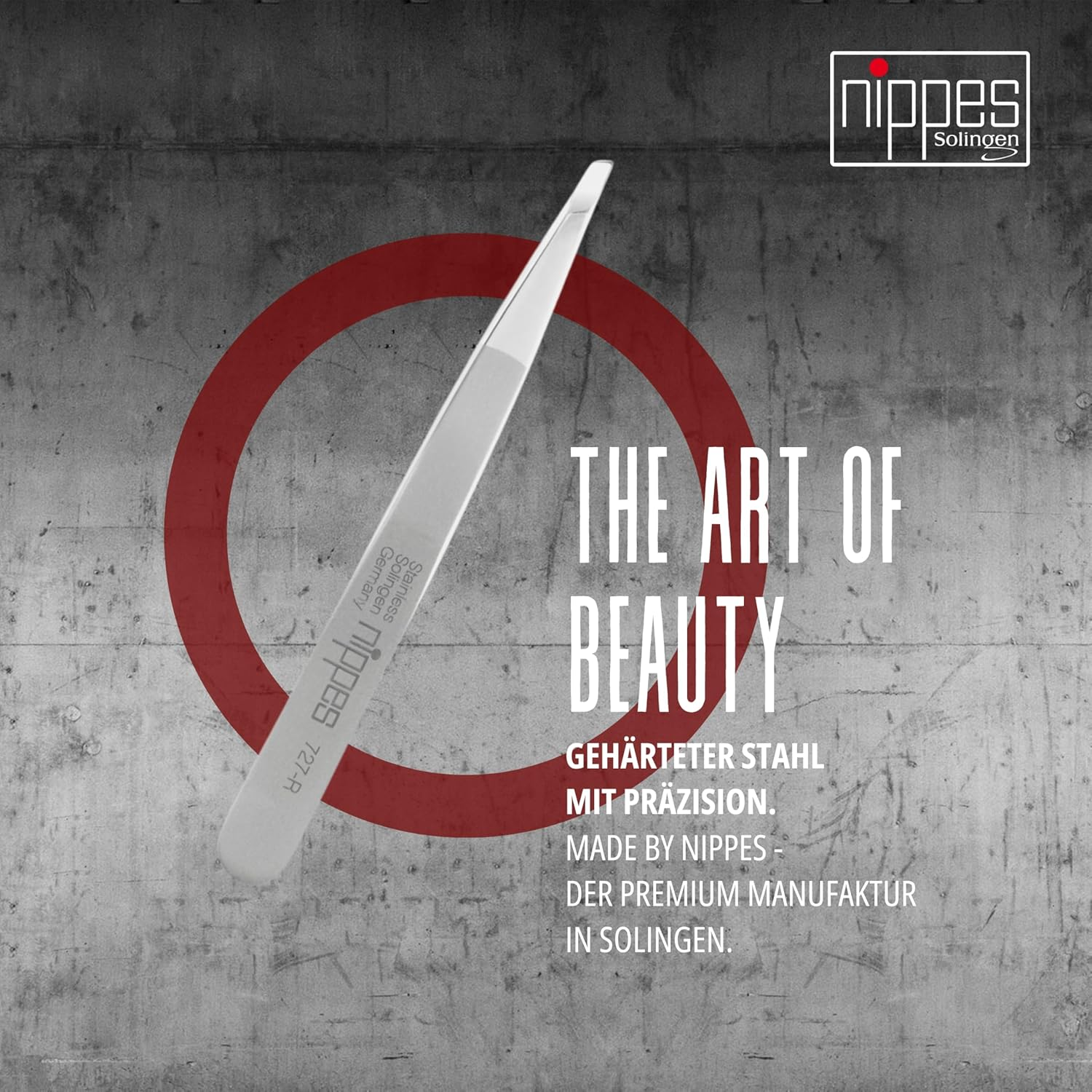 Nippes Solingen Tweezers with Slanted Tip, Stainless Steel, 9.5 Cm, Matte Silver, Eyebrow Plucking, Tweezers Pointed, for Precise Hair Removal, Made in Germany image number 1