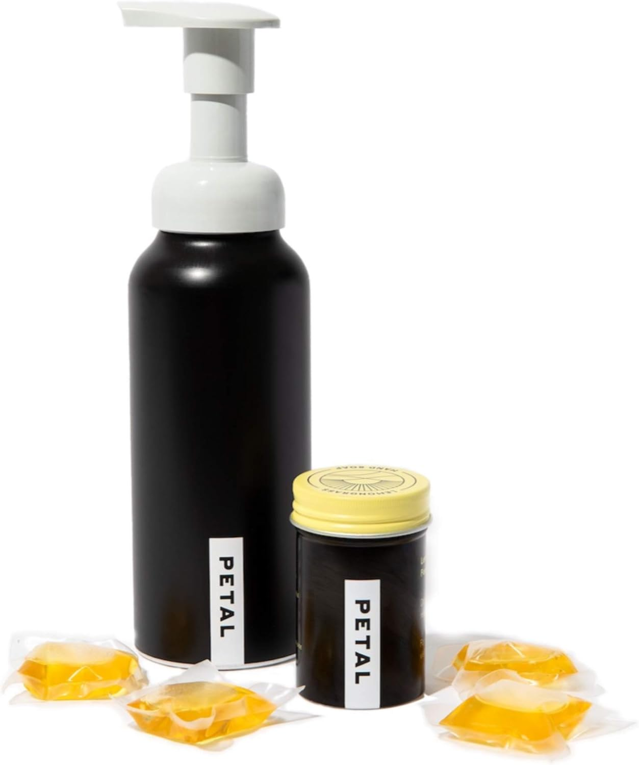 Petal Foaming Hand Soap Starter Kit - Reusable Foaming Soap Dispenser (Black - 8.5Oz) + Foaming Hand Soap Refill Pods (4Ct) - Zero Waste, All Skin Types (Lemongrass) image number 2
