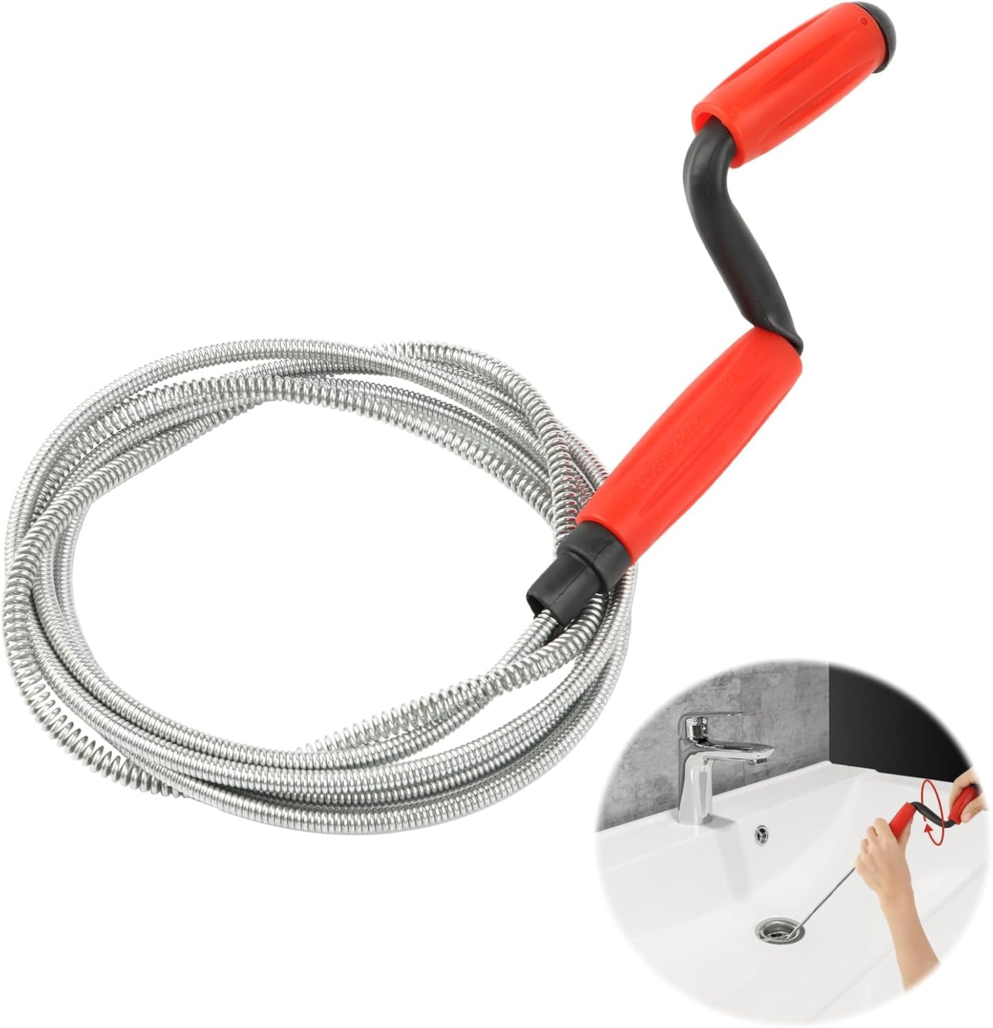 Hautllaif Pipe Cleaning Spiral 5 M Hand Crank Spiral - Flexible Drain Spiral Made of PE and 72A Carbon Steel for Effective Pipe Clogging Cleaning - Ideal for Toilet Kitchen Bathroom Sink Drain image number 4