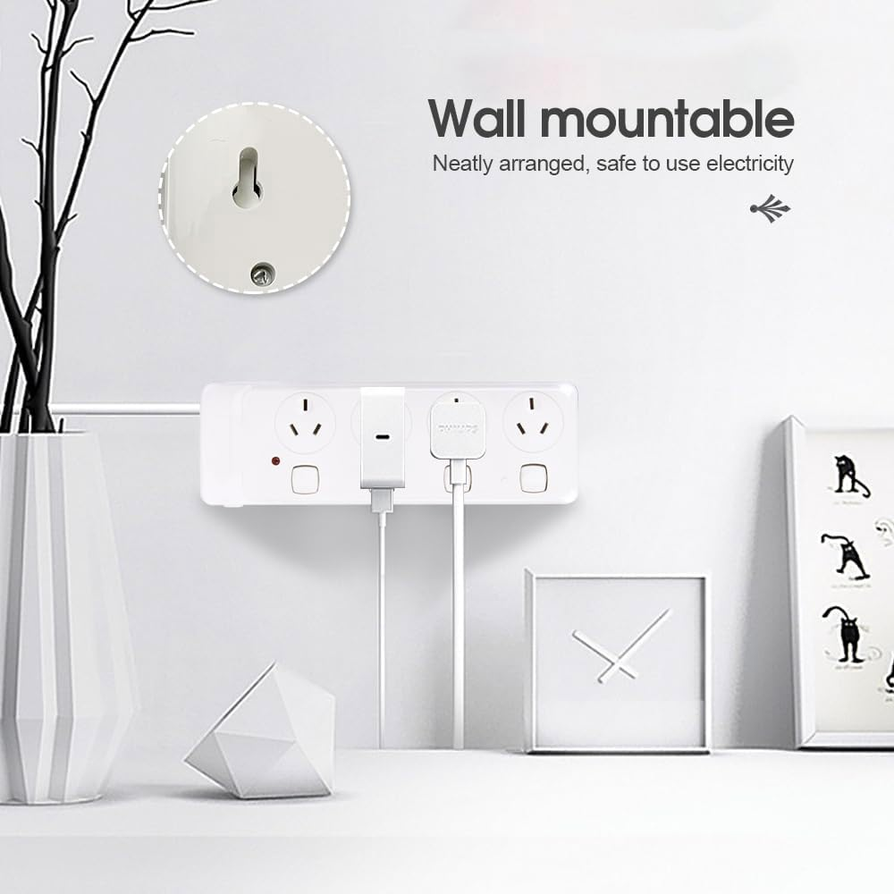 Surge Protectors with 4 Outlet，Power Board with Individual Switches, Power Strip with Protected Indicator Light SAA Certified 1 Meter 240V image number 2