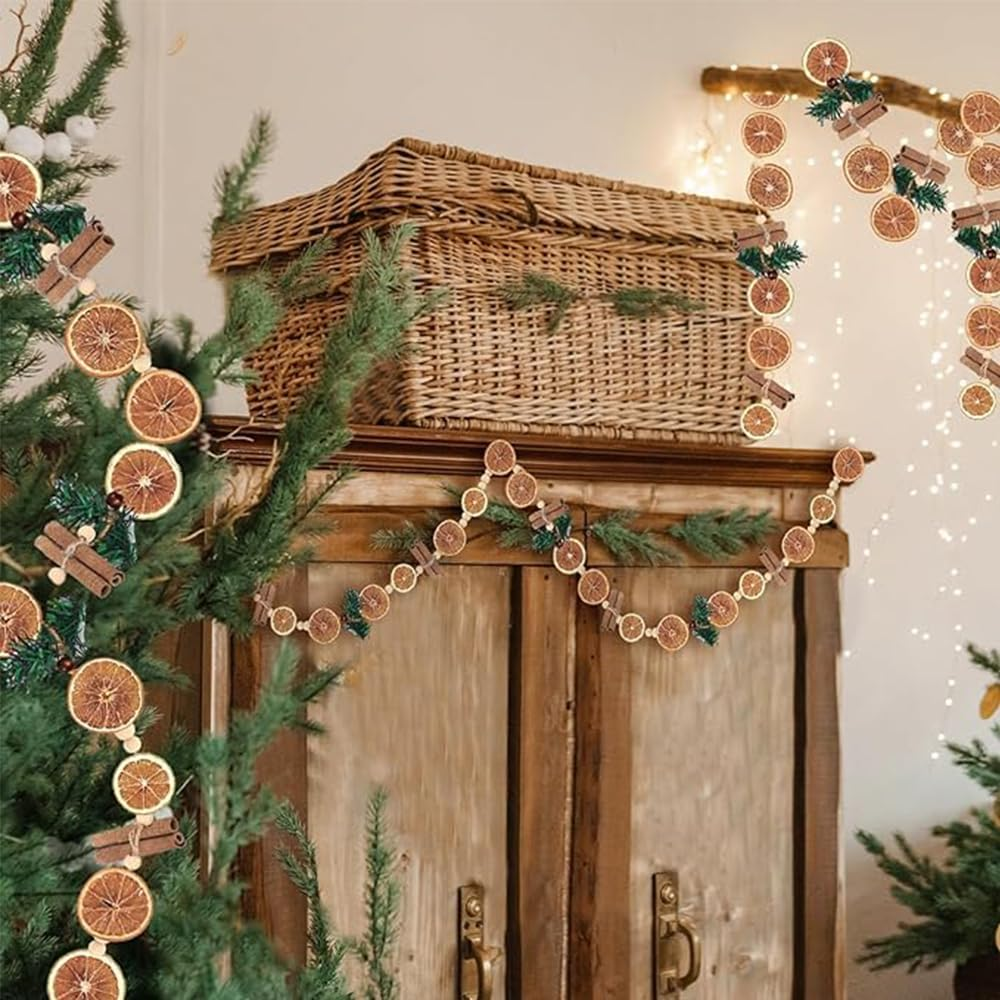 10 Ft Dried Orange Slice Christmas Garland - Realistic Farmhouse Christmas Decor for Xmas Tree Holiday Wedding Fireplace Mantle Indoor Decor image number 6
