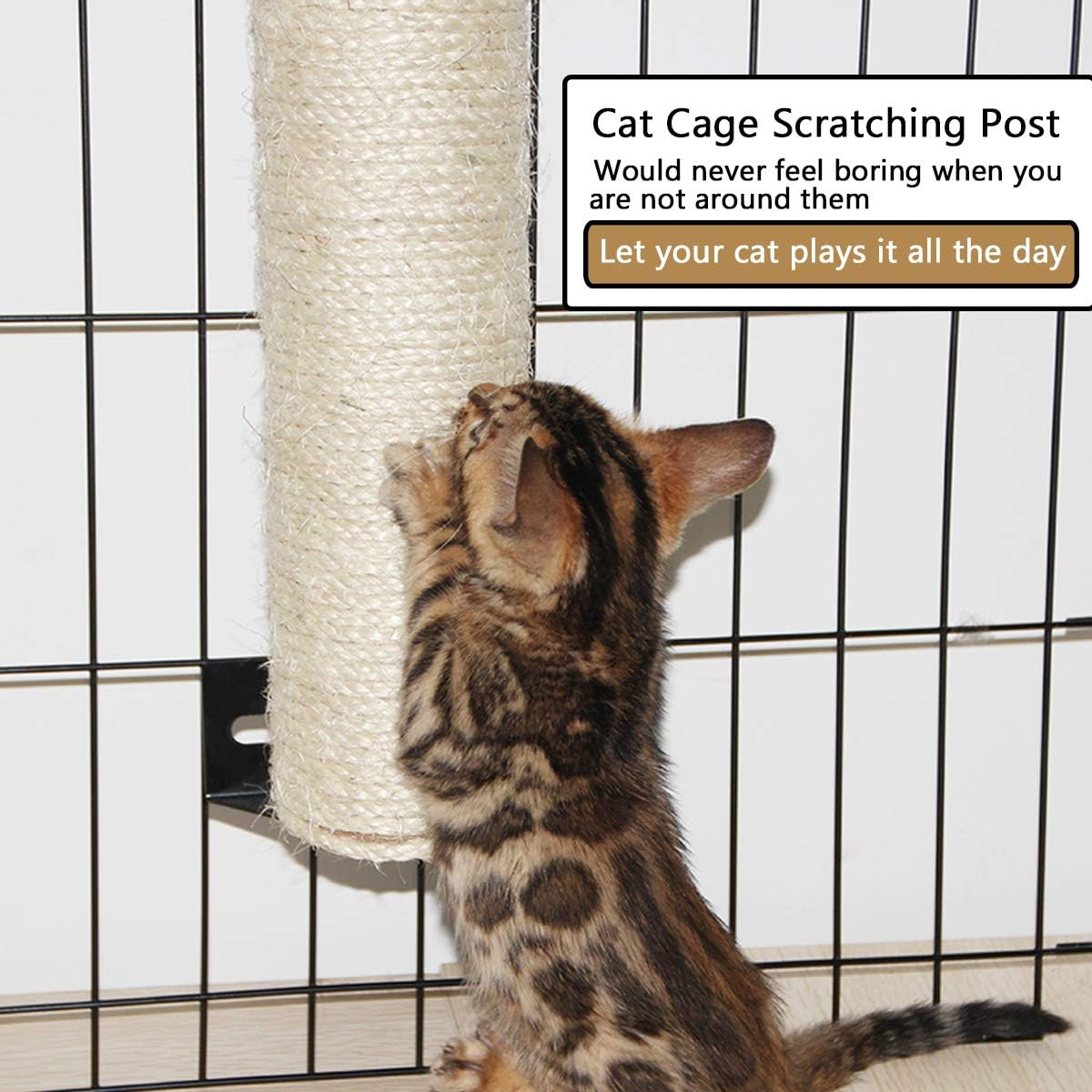 Cat Scratching Post, Sisal Cat Scratcher Climber Wall Cat Scratching Post Cage Mounted Sisal Scratcher for Cats Space-Saving Scratch Post/102/2097 image number 3