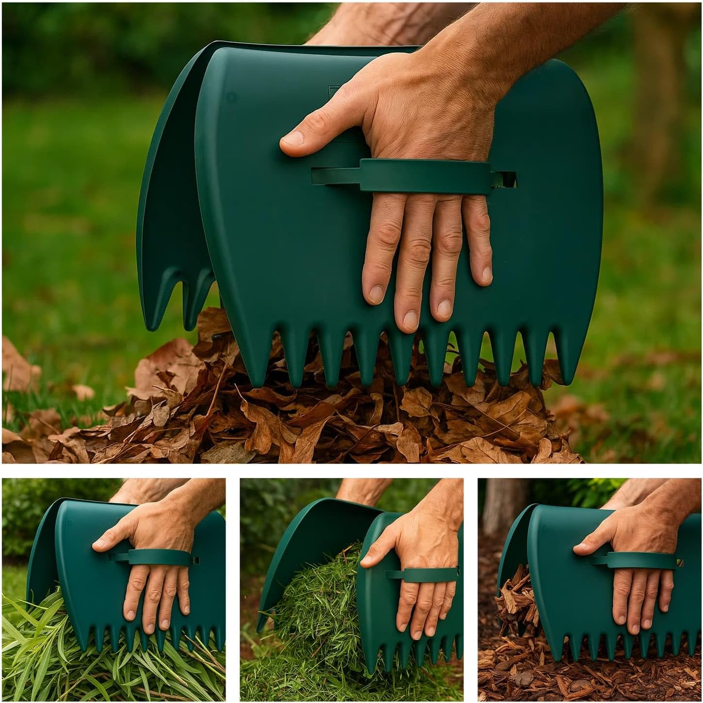 CKB LTD Leaf Grabbers Set of 2 Scoops - Large Lightweight Plastic Hand Held Rakes for Leaves, Grass, Garden Rubbish, Yard Waste - Heavy Duty & Easy to Use Cleaning Tool Scoop image number 1