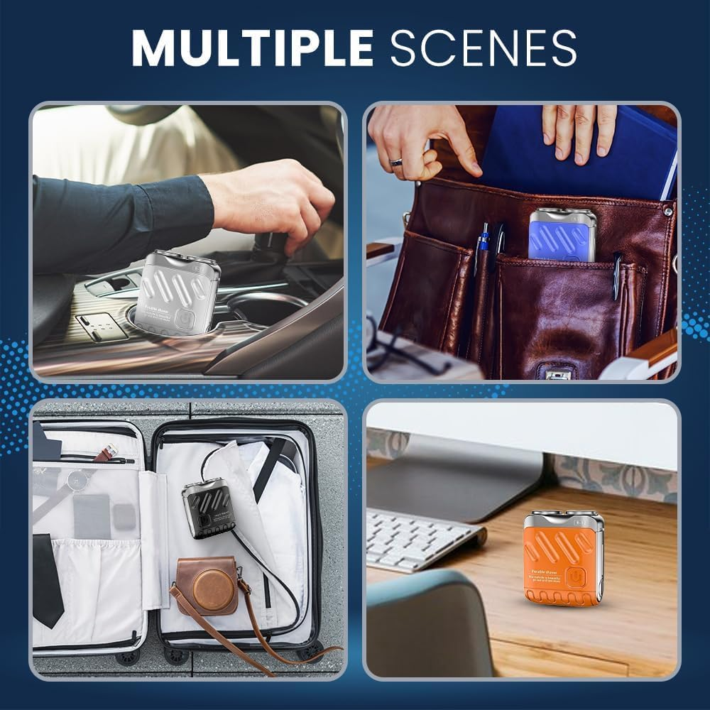 R-12 Mini Electric Shaver for Men, 2025 New Portable Waterproof Beard Shaver with Suitcase Design, Travel-Friendly Men'S Shaving Razor (Blue) image number 3