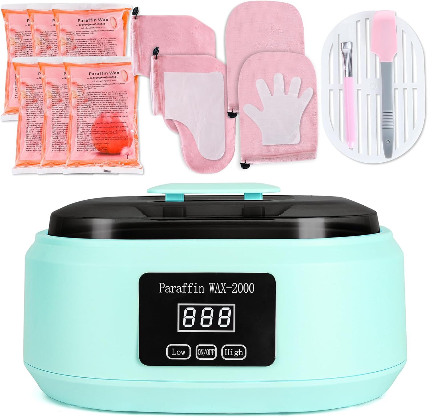 Paraffin Wax Machine for Hand and Feet - 3500Ml Hot Wax Hand Wax Machine with 6 Pcs Paraffin Bath Wax, Foot Wax Paraffin Foot Care Kit, Hand Wax Machine, Moisturizing and Exfoliating-Green AU Plug