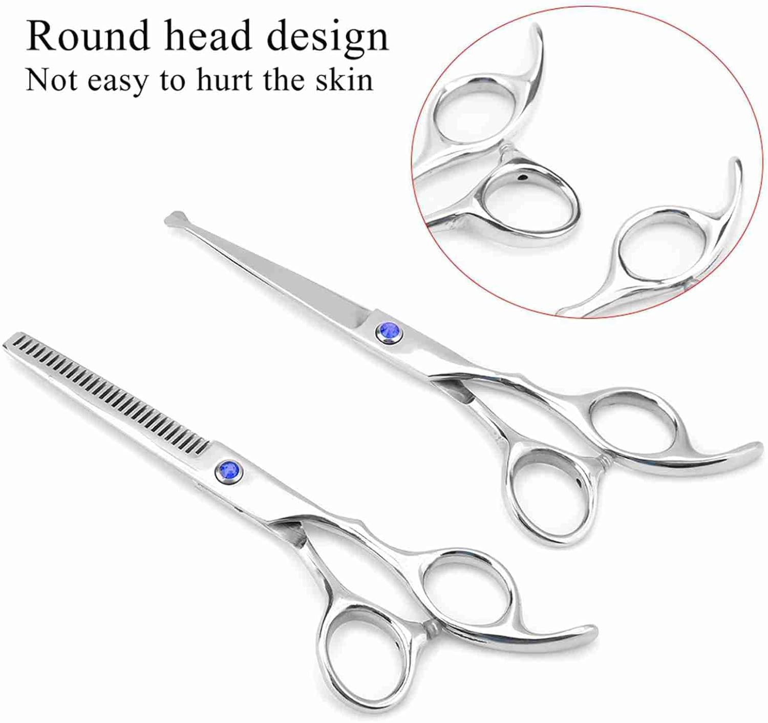 Watris Veiyi Pack of 2 Hair Cutting Scissors, Hairdressing Scissors, Stainless Steel Hair Scissors for Cutting or Thinning Hair image number 4