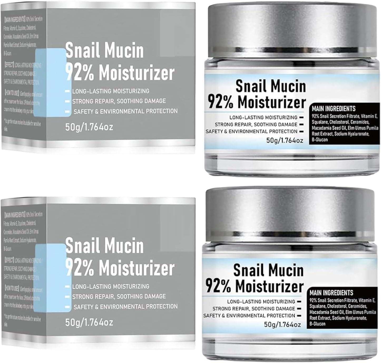 Snail Mucin 92% Moisturizer Daily Face Gel Cream,Hydrating Snail Mucin Repair Face Gel,Crema De Baba De Caracol Original,Hydrating Repair Face Gel Cream for Dry & Sensitive Skin All Skin Types (2) image number 2