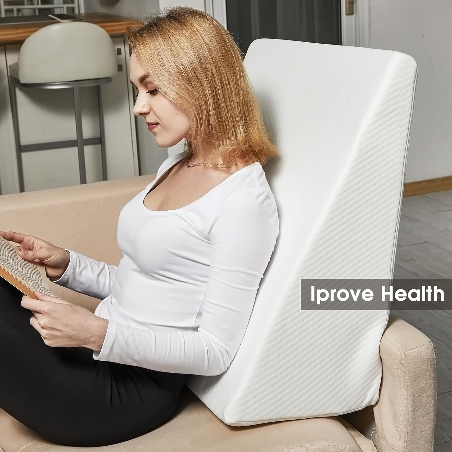 Clevinger Bed Wedge Pillow with Memory Foam, Triangle Pillow for Sleeping, Neck Pillow Back Pillow for Sitting in Bed, Back Support Cushion with Removable Cover (Wedge Pillow) image number 4