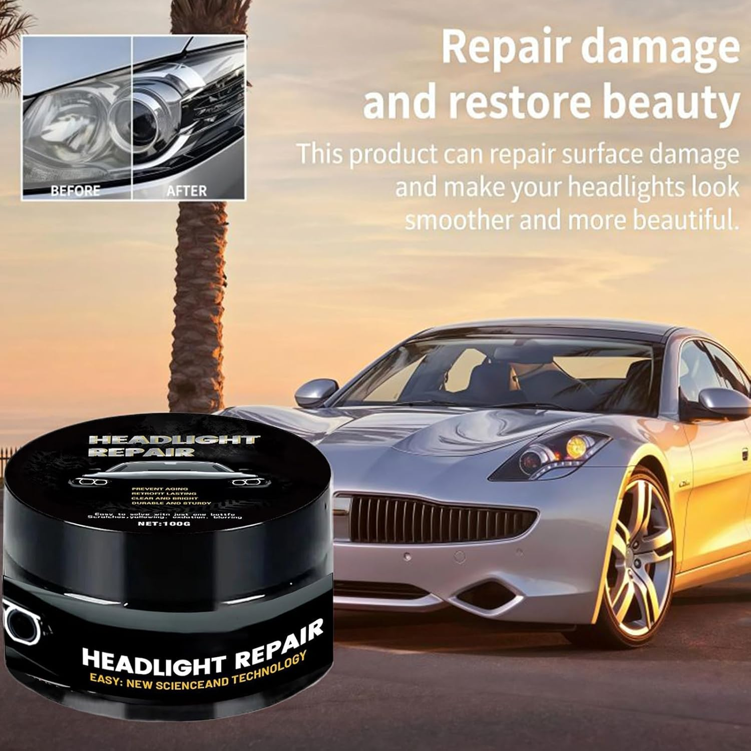 Nankoyal Headlight Restorer - Deep Cleaning Headlight Restoration - 100G Automotive Scratch Paste for Headlamp Refurbishment Remove Oxidation Dirt Haze Detailing Exterior Care Vehicle Rvs image number 4