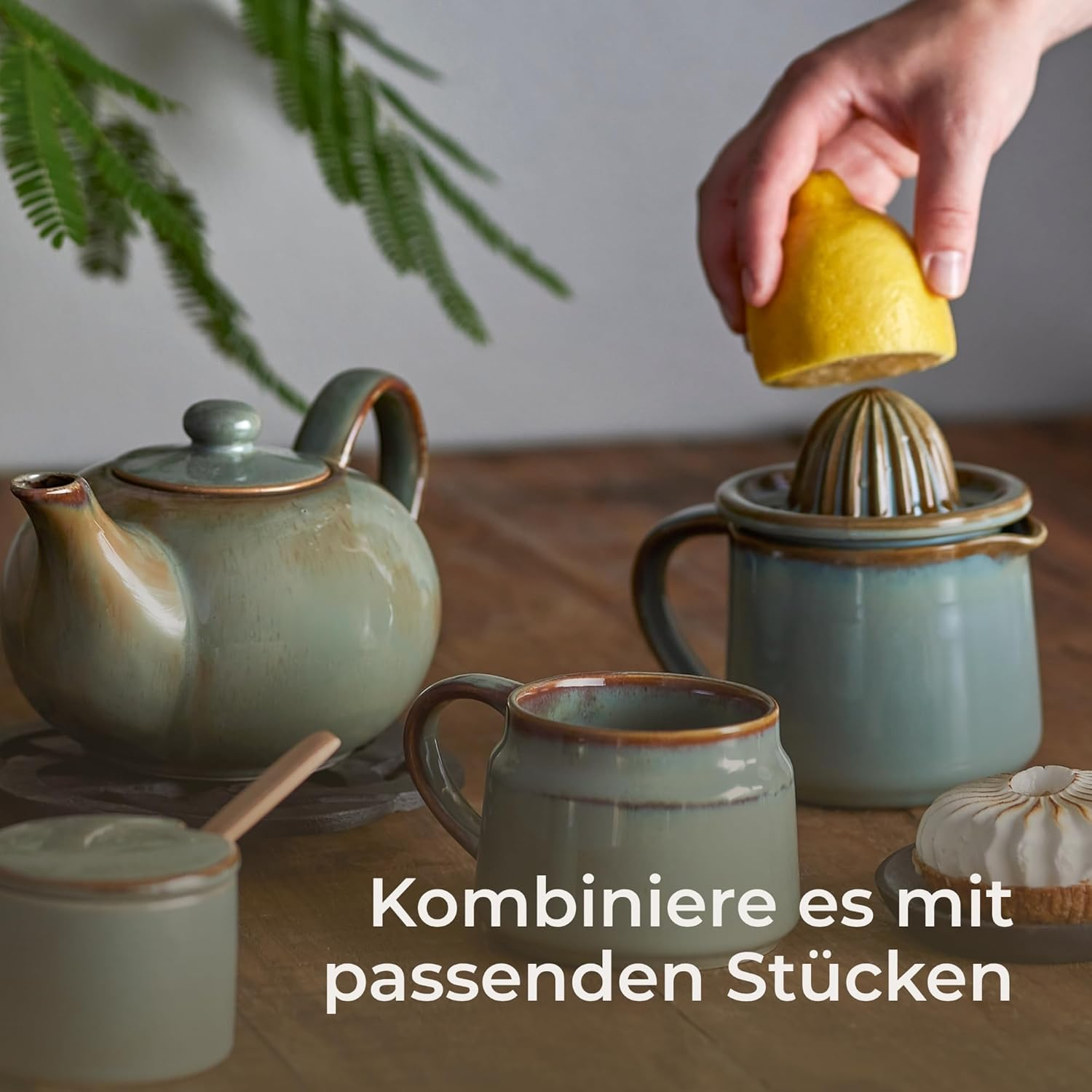 Bloomingville Pixie Butter Dish Green Ceramic image number 3