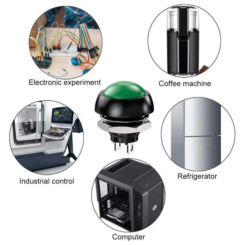 12Pcs PBS-33B 12Mm round Push Button Momentary Switch - SPST Waterproof Mini Switch 1A 250VAC Normally Open (NO) image number 5