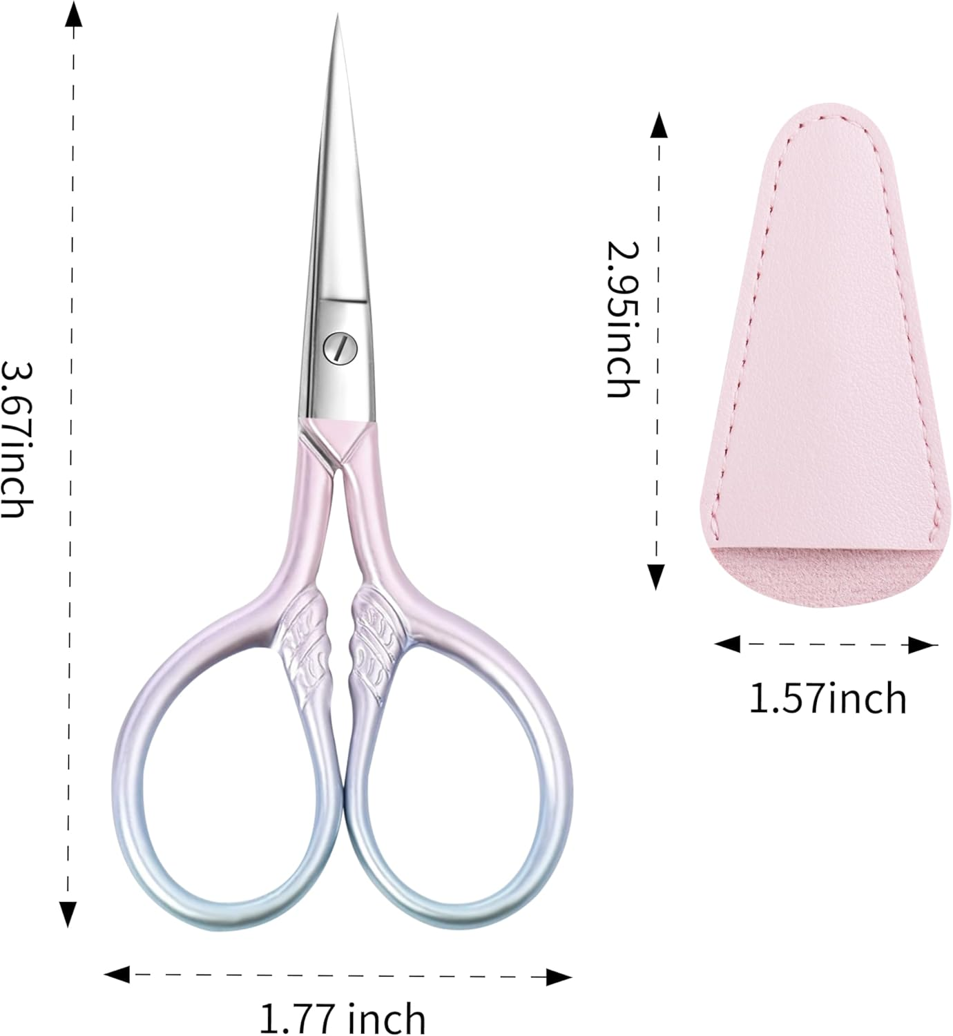 2 Pcs Eyebrow Scissors for Women, Professional Grooming Mini Scissors with Stainless Steel Straight Tip, 3.5 Inch Pink Small Scissors Beauty for Facial Hair, Eyebrows, Beard, Ear, Nose, Moustache image number 5