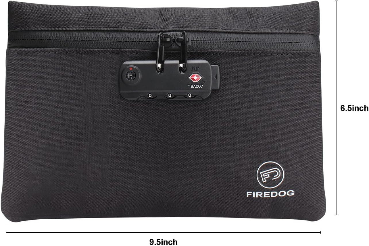 FIREDOG Smell Proof Bags, Smell Proof Pouch with Lock for Travel Storage (9.5 X 6.5 Inch, Black) image number 1