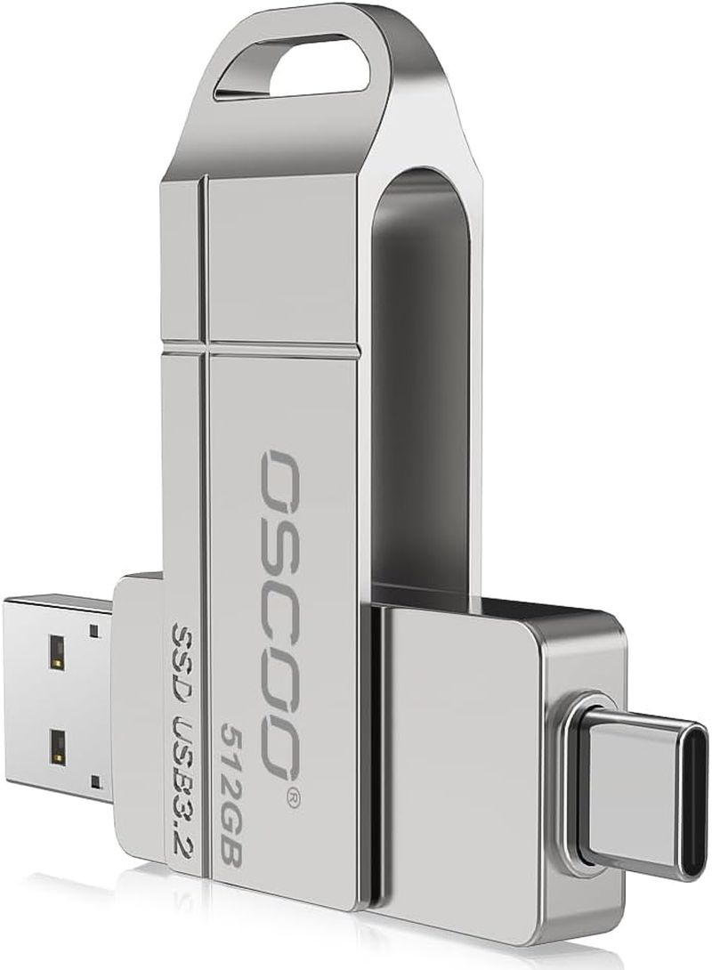 OSCOO 512GB USB Flash Drive &ndash; USB 3.2 Gen1 High-Speed Thumb Drive, up to 550Mb/S, Dual USB-C & USB-A Ports, Compatible with USB-C Smartphones, Android, PC, Laptop &ndash; Portable Photo & Video Backup Stick image number 4