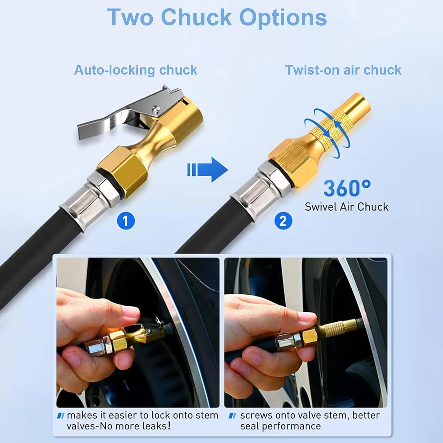 KOZTOL Digital Tire Pressure Gauge with Pressure Gauge, 200 PSI Heavy Duty Air Chuck and Compressor Accessories with Rubber Hose and Quick Connect Coupler, Portable Air Compressor image number 5