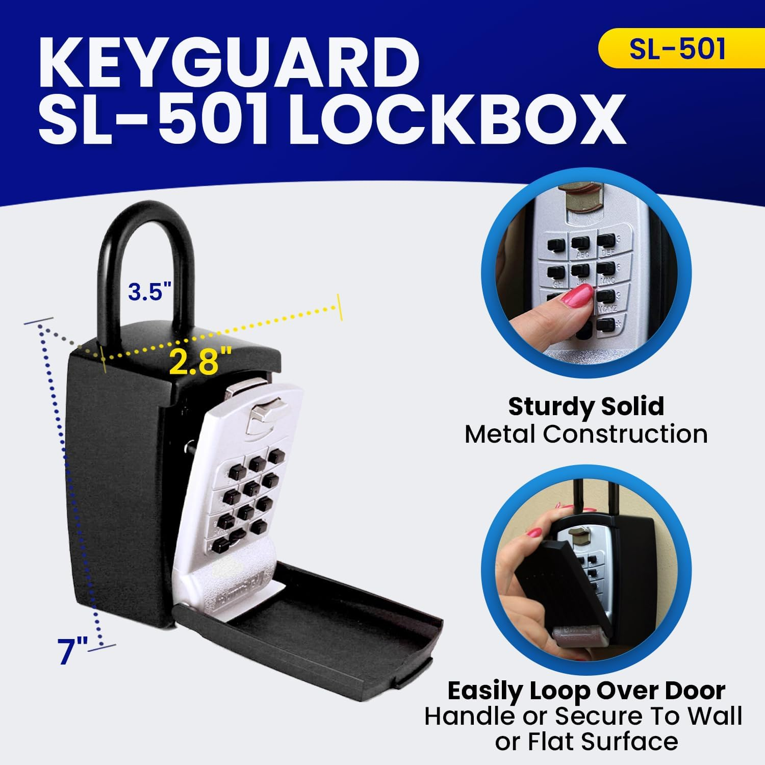 Keyguard SL-501 Punch Button Large Capacity Key Storage Shackle Lock Box, Black Finish image number 1