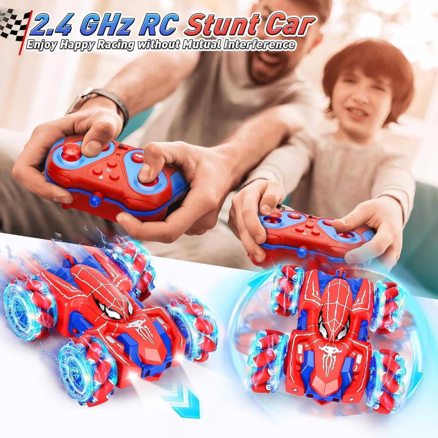 Spider Double Sided 4WD Off-Road 360&deg; Rotating Remote Control Stunt Car with Cool Light for Kids Age 3 5 6 7 8 image number 3