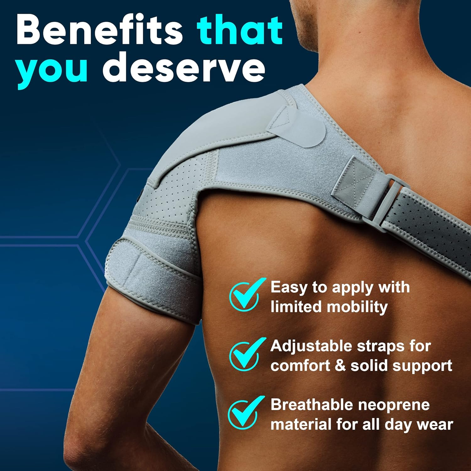 Shoulder Brace for Men and Women+ Bonus &ndash; for Torn Rotator Cuff Support,Tendonitis, Dislocation, Bursitis, Neoprene Shoulder Compression Sleeve Wrap by Zenkeyz image number 6