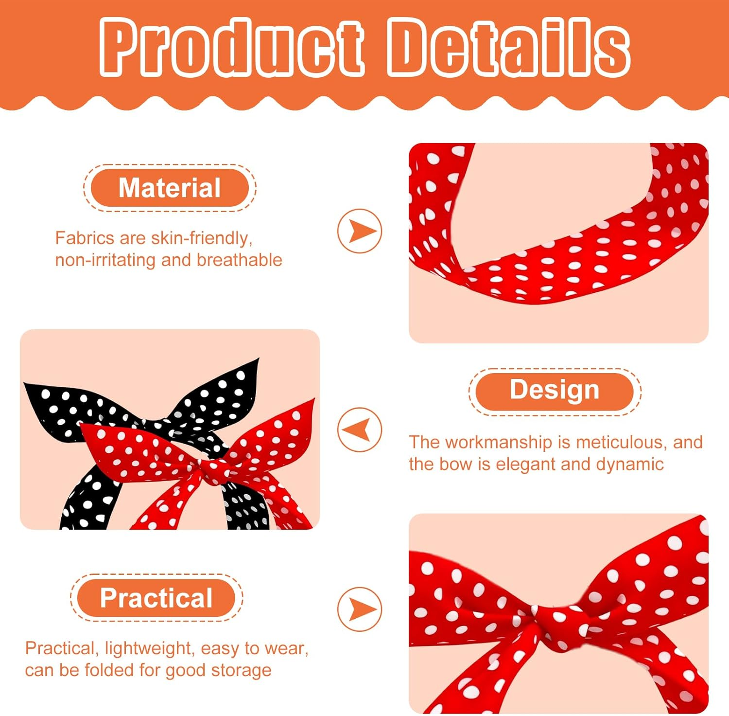2 Pieces Rockabilly Accessories for Women - Polka Dots Headband, Hair Accessories & Earring Set - Retro Vintage Women'S Accessories - Rockabilly Hair Accessories for Parties, Parties & Everyday Use image number 1