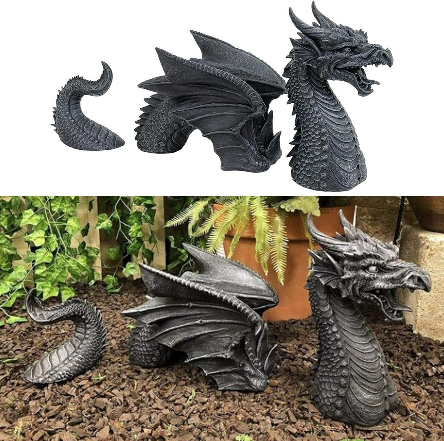 Garden Dragon Resin Gardening Statue, Dragon Garden Display Decorative Accent Sculpture, Decorative Sculpture for Patio, Front Garden, Lawn image number 5