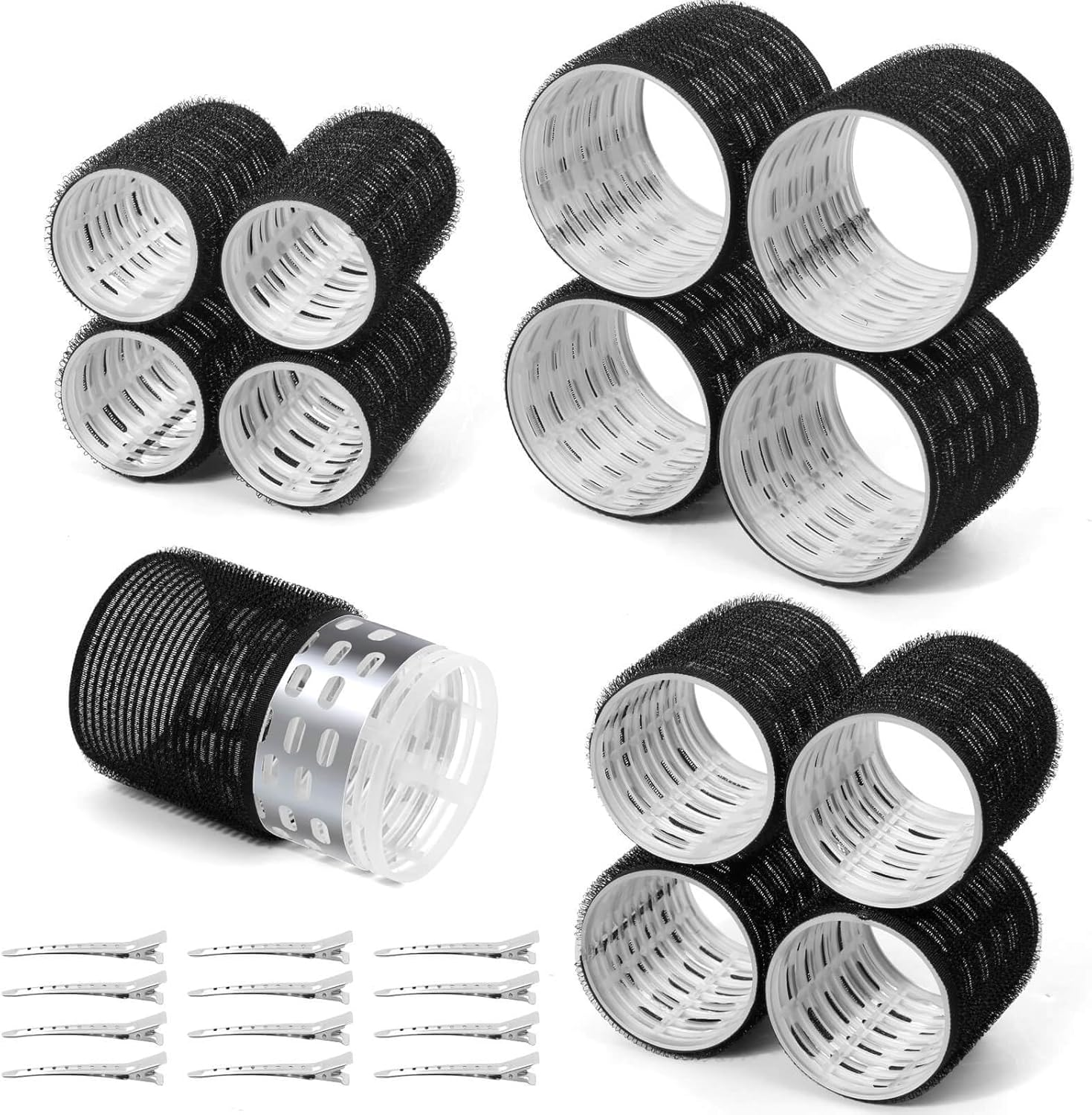 30PCS Thermal Hair Rollers Set with Clips &ndash; Jumbo Self-Grip Rollers (64Mm, 48Mm, 36Mm) for Long, Medium, Short Hair Volume & Salon Styling &ndash; Geiwogwc (Light Purple, Medium)