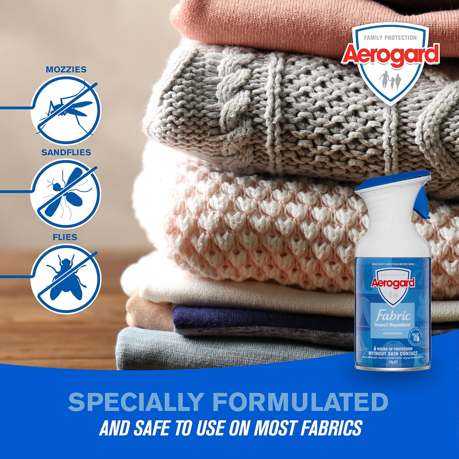 Aerogard Insect Repellent Odourless Fabric Spray, 150 G image number 5