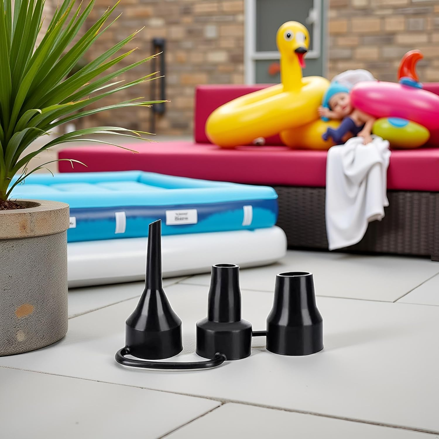 Air Pump Replacement Nozzles, Plastic Pump Nozzles, 3 Sizes Inflatable Pump Head, Air Pump Inflator Adaptor Accessory for Partial Air Bed, Air Mattress Air Mattress