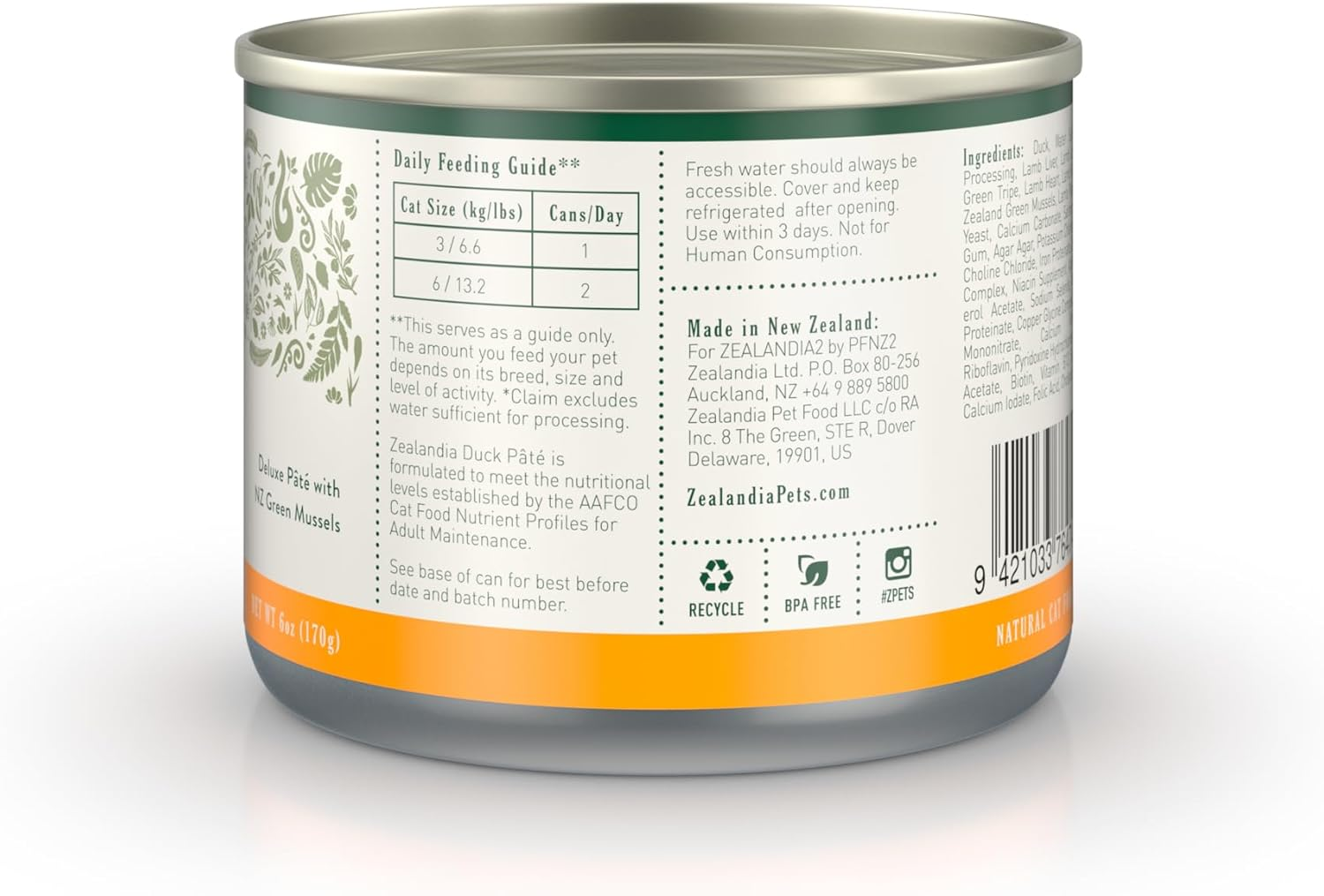 Duck Pate Cat Formula, Adult Cat Food, Grain-Free, Complete & Balanced