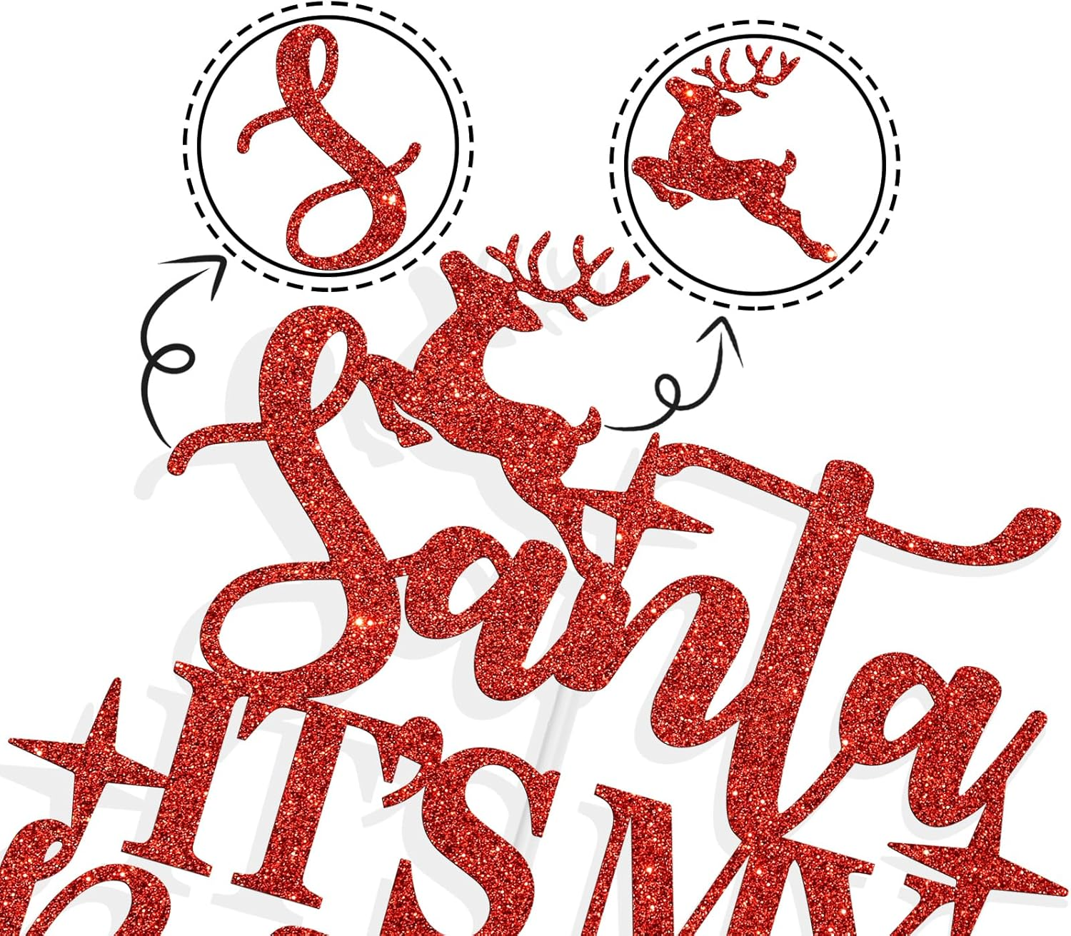 Santa It'S Your Birthday Cake Topper, Happy Birthday Jesus Cake Decor, Winter Christmas Birthday Party Decoration Supplies, Red Glitter image number 1