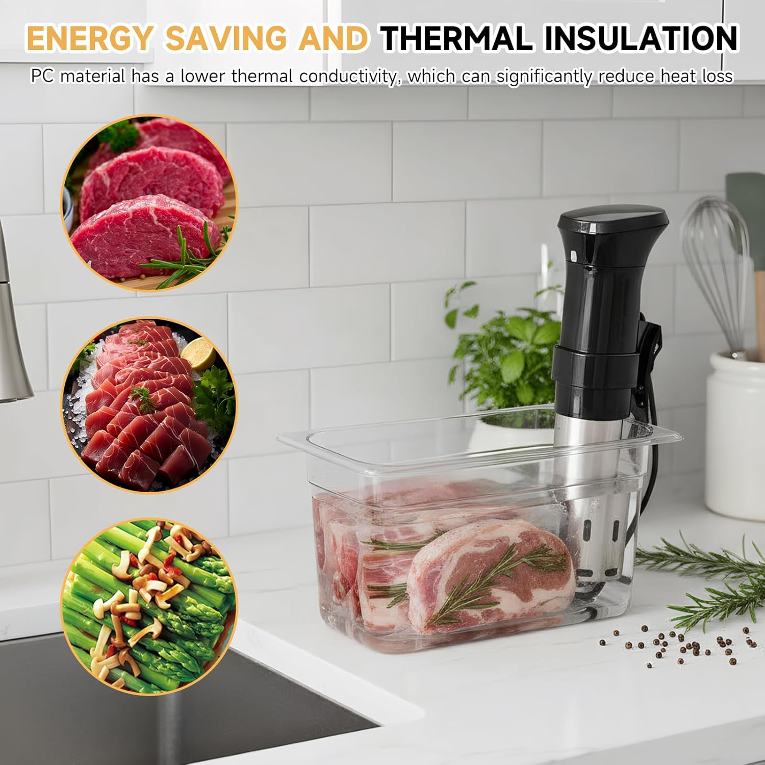 Sous Vide Container with Lid 6L, and Stainless-Steel Sous Vide Rack Compatible with Most Sous Vide Cookers (6L) (6L) image number 5