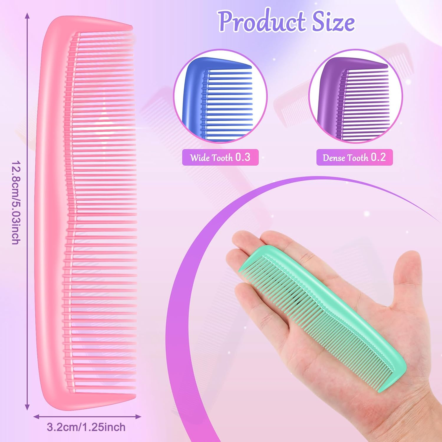 HOFASON 100 Pack Combs Bulk, Individually Wrapped Hair Combs for Women, Men & Kids, Disposable Travel Comb & Mini Comb for Gym, Hotel, Airbnb, Shelter, Nursing Home, Charity, 10 Colors image number 3