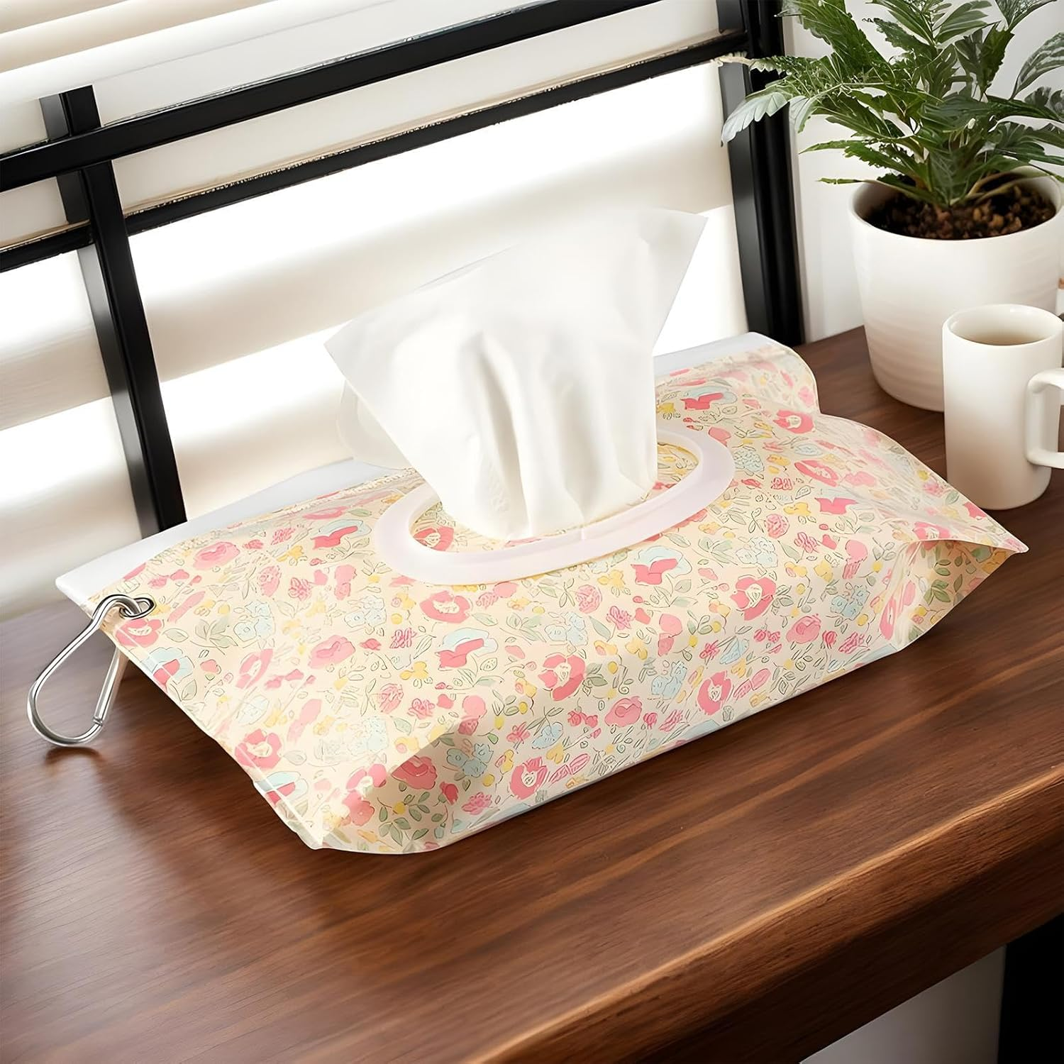 Travel Baby Wipes Case,Wipes Holder | Refillable Airtight Reusable Quick Access Container for Travel Bathroom Girl Stroller image number 6