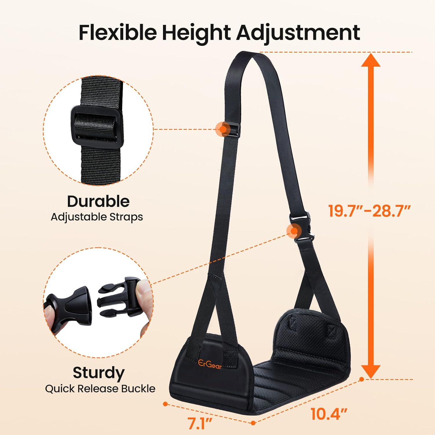 Ergear Foot Hammock for Plane, Wide Airplane Foot Rest with Hardboard Support, Portable Adjustable Foot Hammock, Travel Accessories for Long Flight image number 6