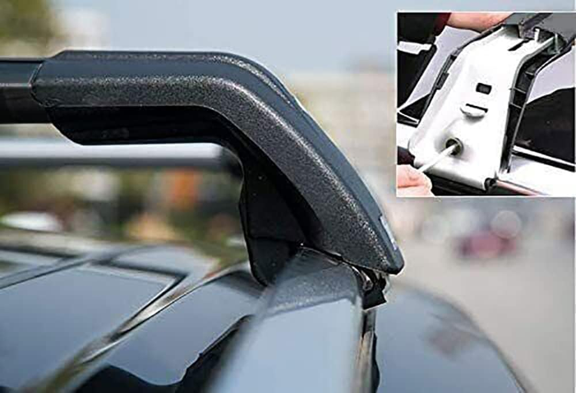 2PCS Crossbars Cross Bars Fit for Mitsubishi Eclipse Cross 2018-2023 Lockable Roof Rail Rack Black Aluminum Alloy image number 6