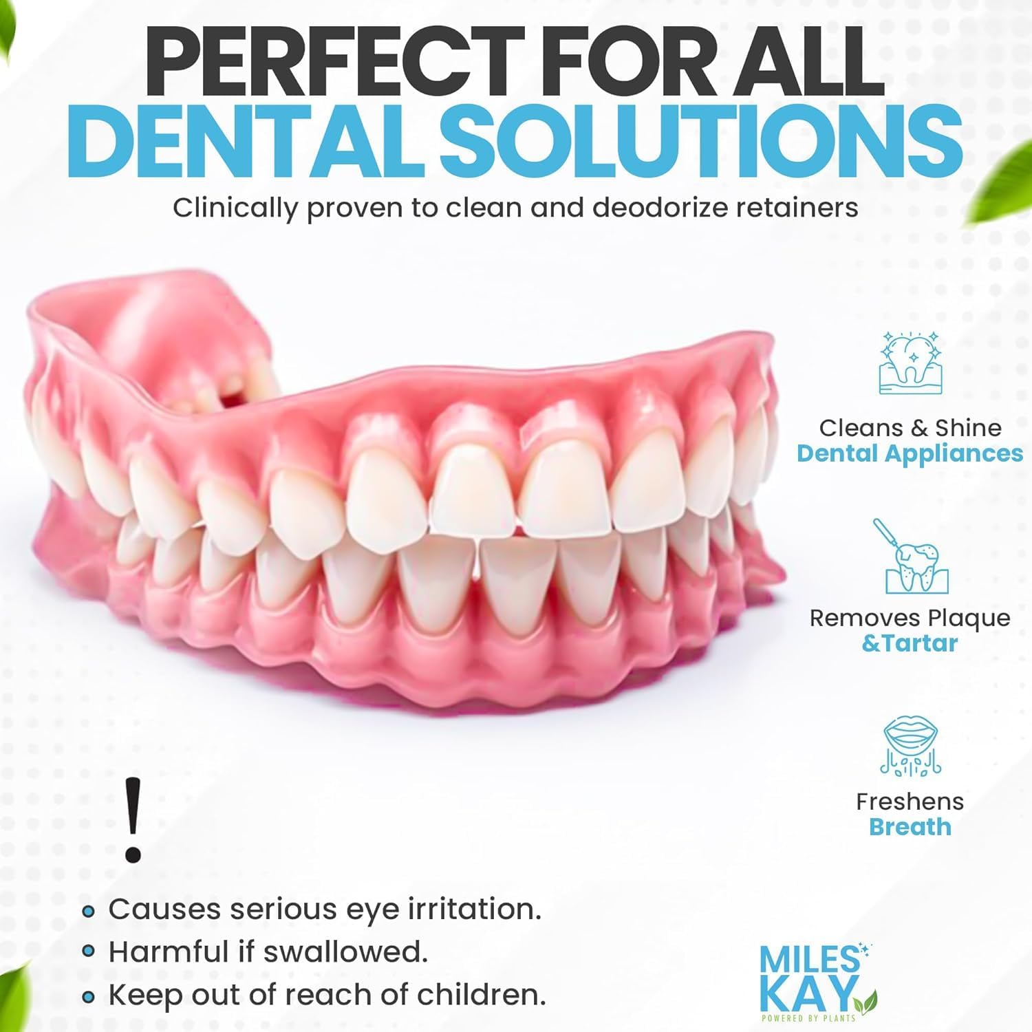 Retainer Cleaner Tablets (30 Pack) Keep Your Retainer Fresh, Brite and Stain-Free. Cleaning Tablets for Retainers, Ultrasonic & Dental Pod Compatible. Fresh Mint | Miles Kay image number 1