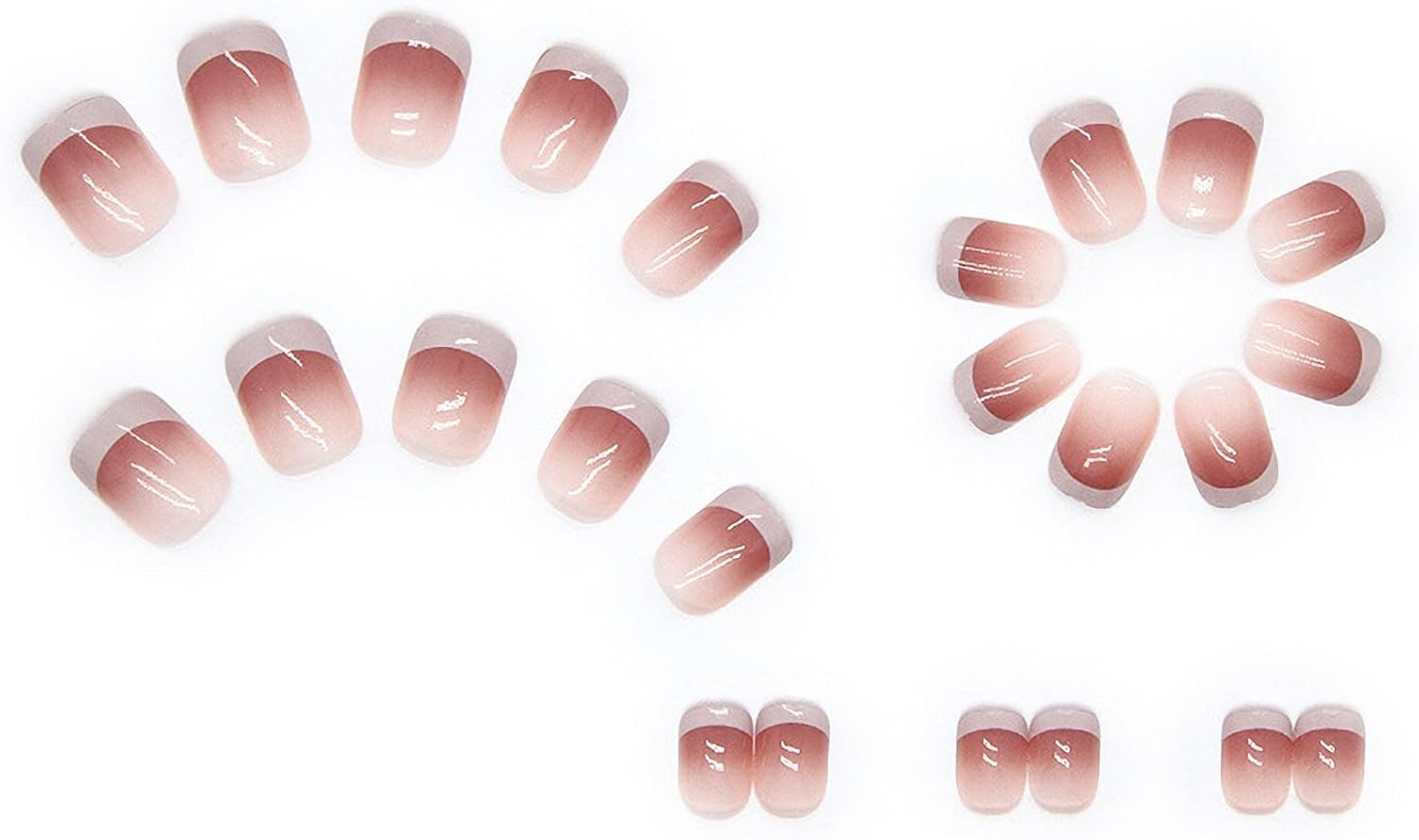 Red Almond Fake Nails Medium Length-Press on Nails Gradient False Nails Full Cover False Nail - Tips 24 Pcs image number 4