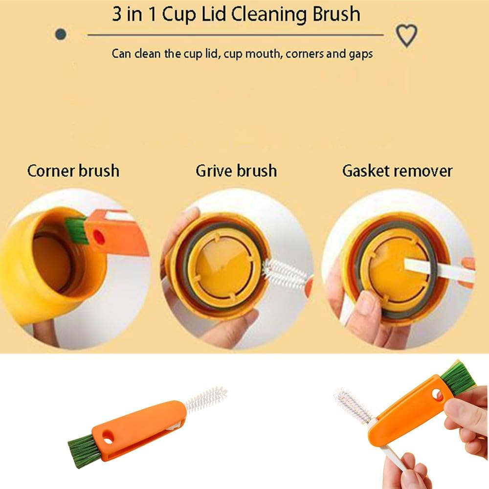 2 PCS Silicone Cleaning Brush Long Handle, 1PCS 3 in 1 Tiny Bottle Cup Lid Detail Brush,Reusable Bottle and Cup Brush, Suitable for Kitchen and Home Use Bottle Cleaning Brush Cleaning Tool image number 3