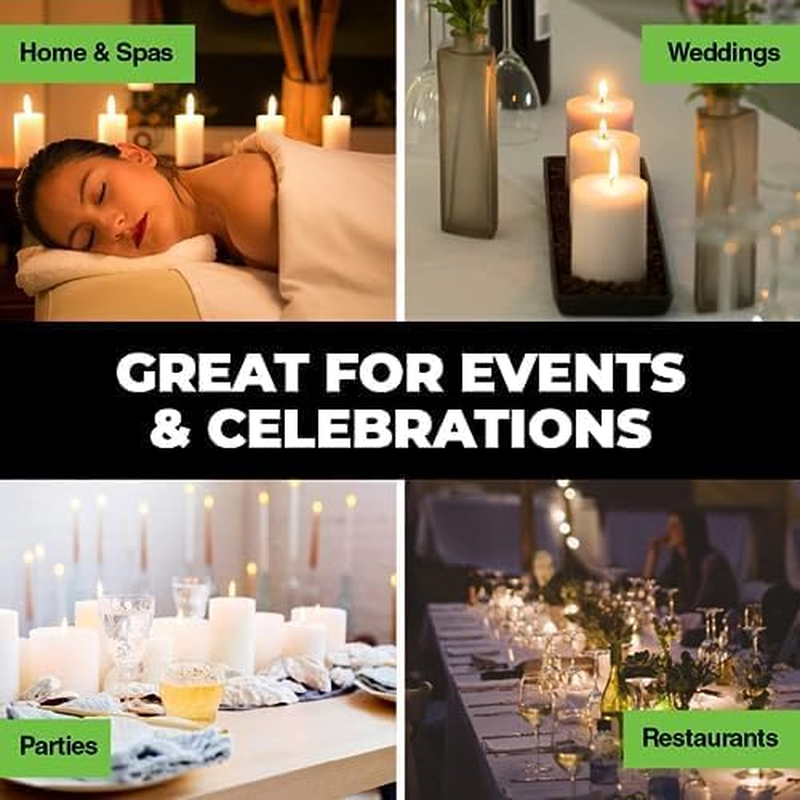 [4PCE] Home Master Pillar Candles - 20Cm - Long-Lasting 60Hr Burn Time - Unscented & Smoke-Free - Ideal for Everyday Decor, Weddings, and Emergencies (White) image number 1