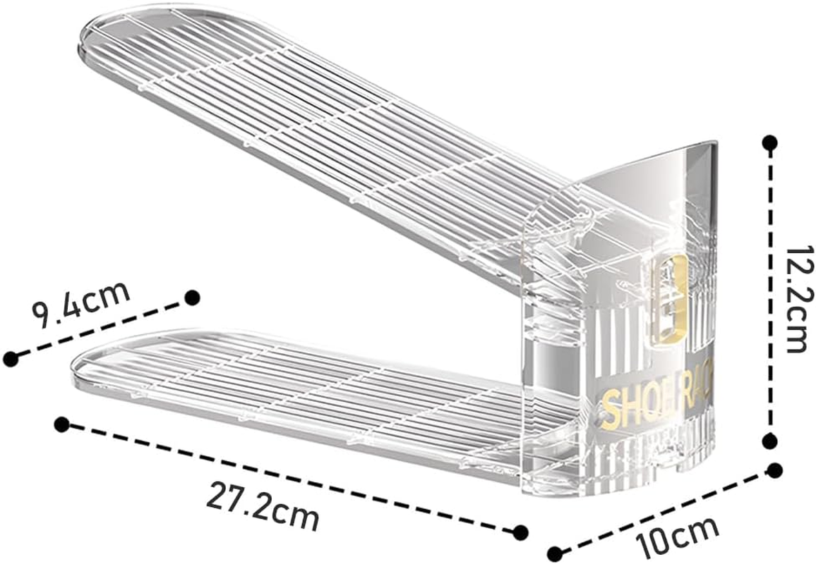 12 Pack Separable Shoe Rack, Adjustable Shoe Stacker, Portable Shoe Slots Organizer, Shoe Stacker Holder Storage, Suitable for Closet Organization (27.2*10*12 CM, Clear） image number 1