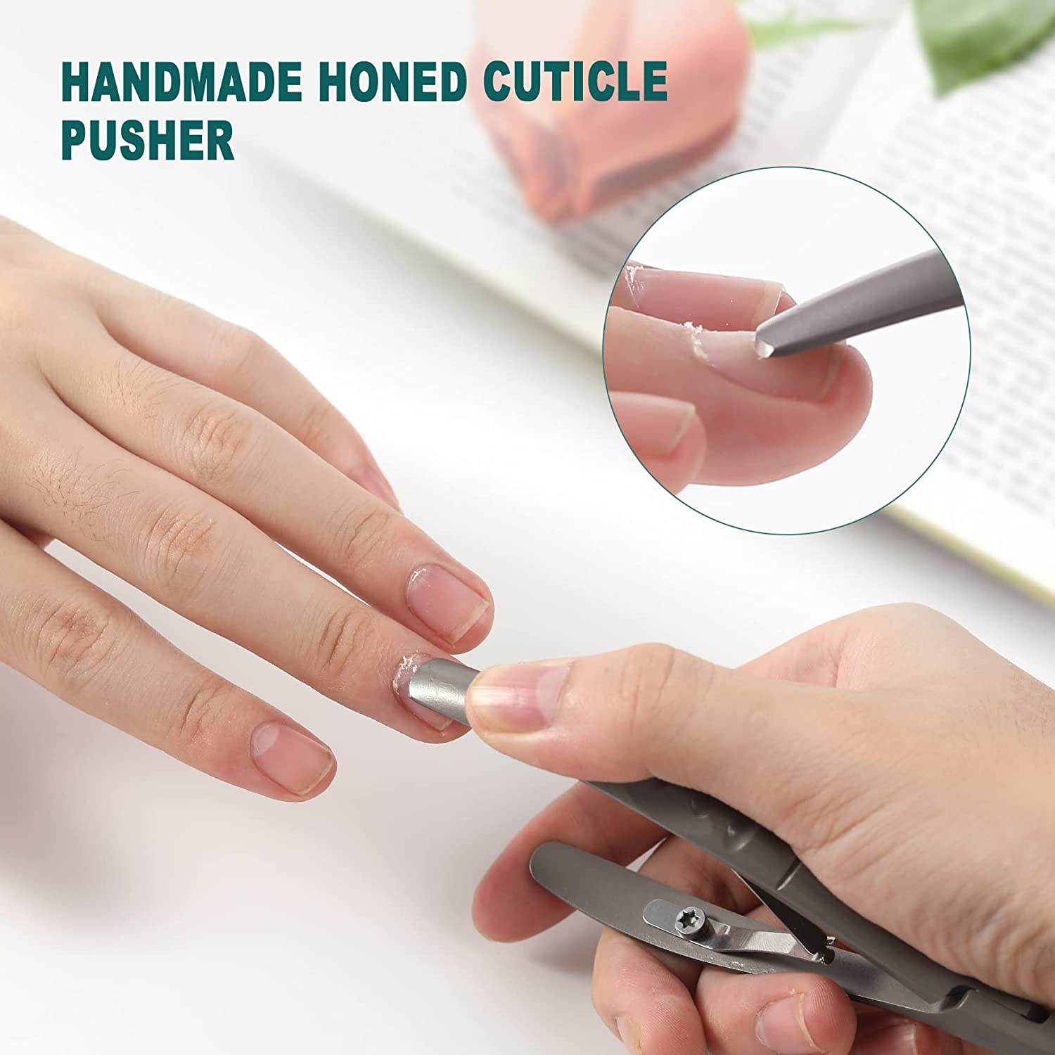 BEZOX Cuticle Clipper with Pushers &ndash; 2 in 1 Heavy Duty Stainless Steel Cuticle Trimmers Tools - Nail Nippers and Cutile Pusher &ndash; 6Mm Jaw image number 3