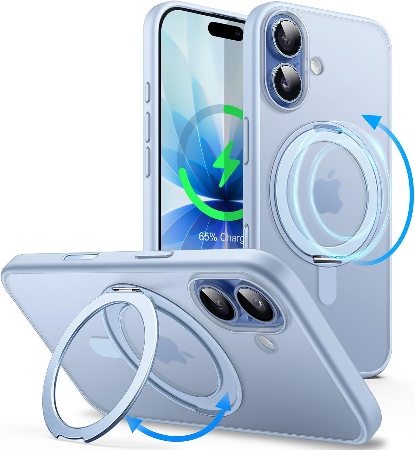 Jetech 360 Degree Rotatable Ring Case for Iphone 17 6.3-Inch with Camera Control Button, Compatible with Magsafe, Slim Shockproof Phone Cover with Stand & Ring Holder (Black)