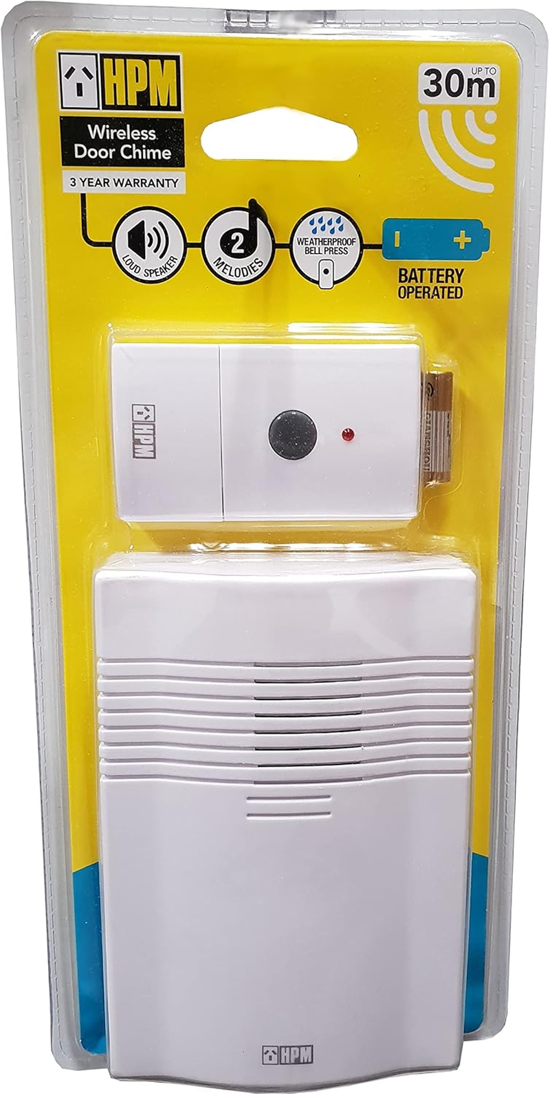 HPM D641 Series 30M Range Wireless Battery-Operated Door Chime White image number 2