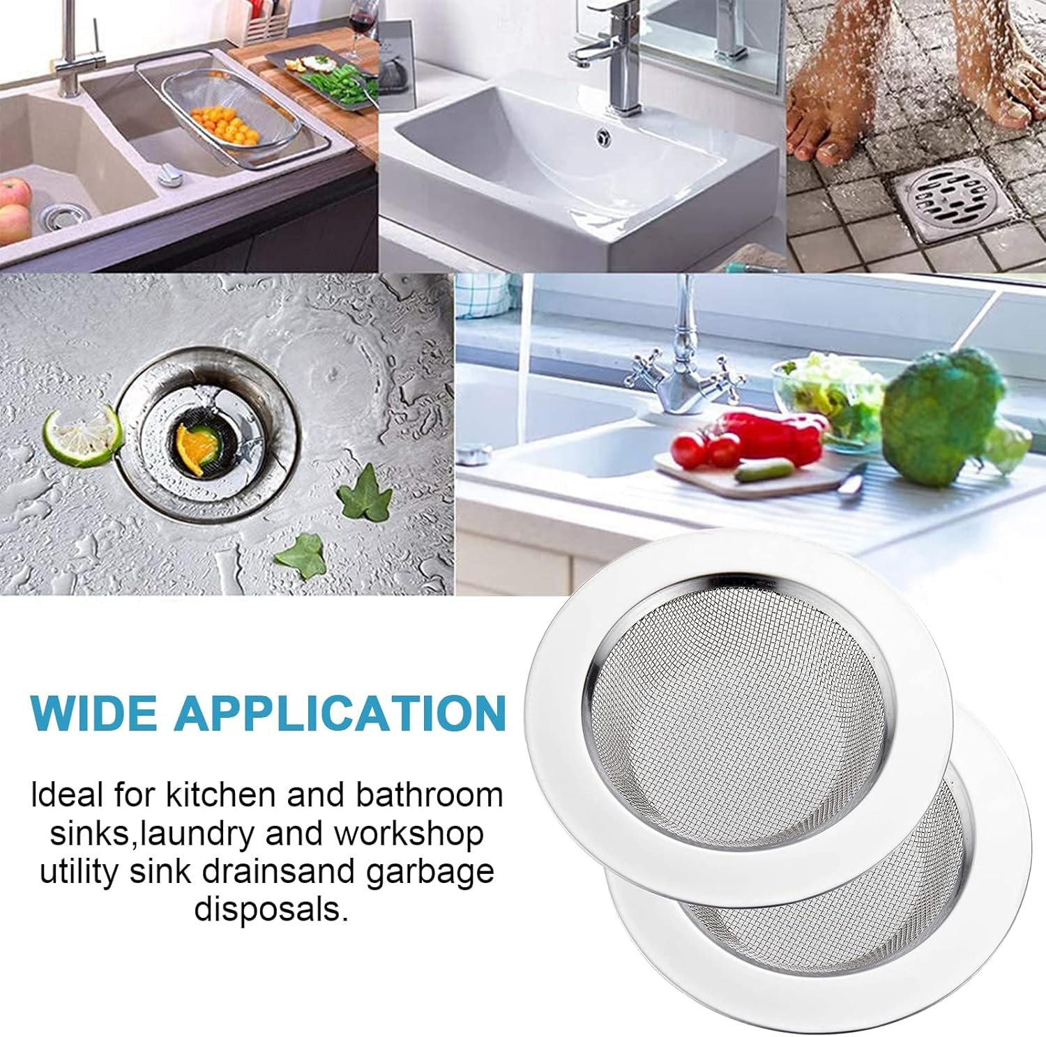 Drainage Filter, 75Mm Stainless Steel Sink Filter, 2 Pcs Fine Mesh Sink Strainer for Kitchen Bathrooms image number 5