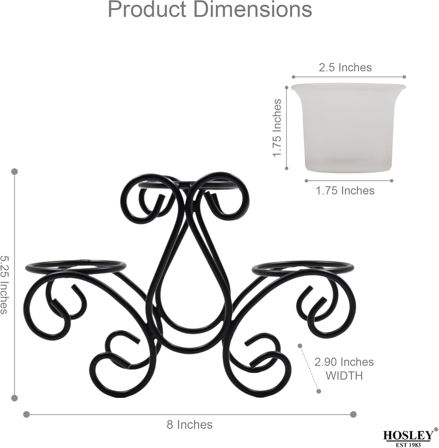 Hosley&reg; Frosted Glass Tealight Candle Holders Black Tealight Candle Holders with Glass Holders Perfect for Home Decor, Birthday, Wedding, Parties, Tabletop, Centerpiece image number 3