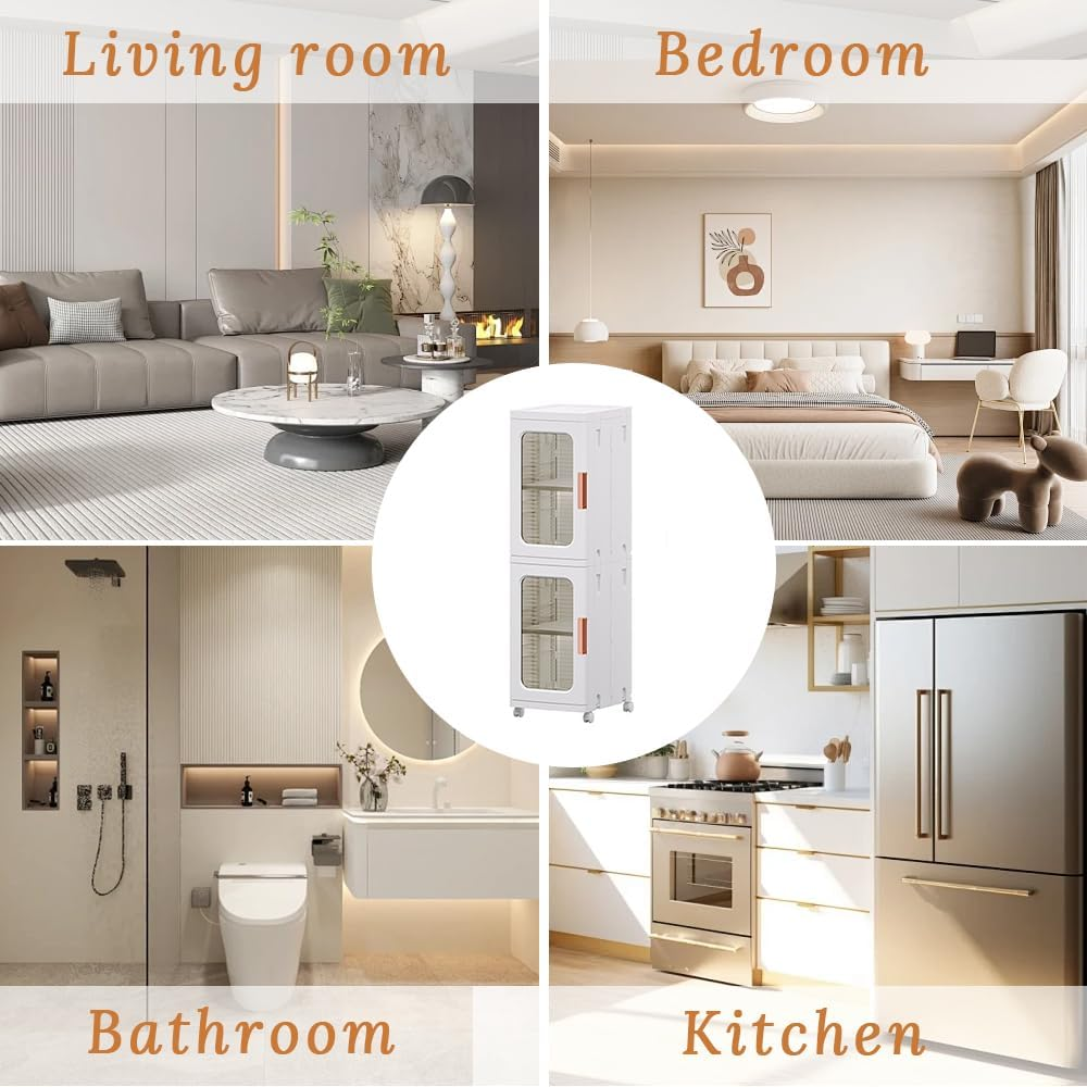 Bathroom Storage Cabinet with Wheels, Toilet Crevice Toilet Washbasin Supplies Storage Rack with Adjustable Shelves, Suitable for Small Spaces, Laundry Rooms, Kitchens, Living Rooms (Brown 2 Tier) image number 6