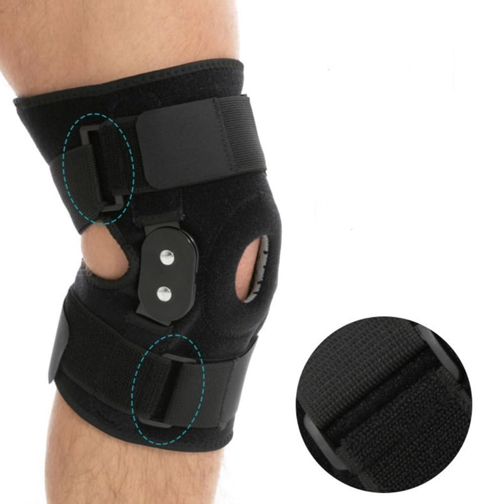 Hinged Knee Brace for Knee Pain with Side Stabilizers Knee Braces for Women Men Adjustable Knee Pad for Meniscus Tear plus Size Compression Patella Gel Pads Knee Support for ACL, MCL image number 6