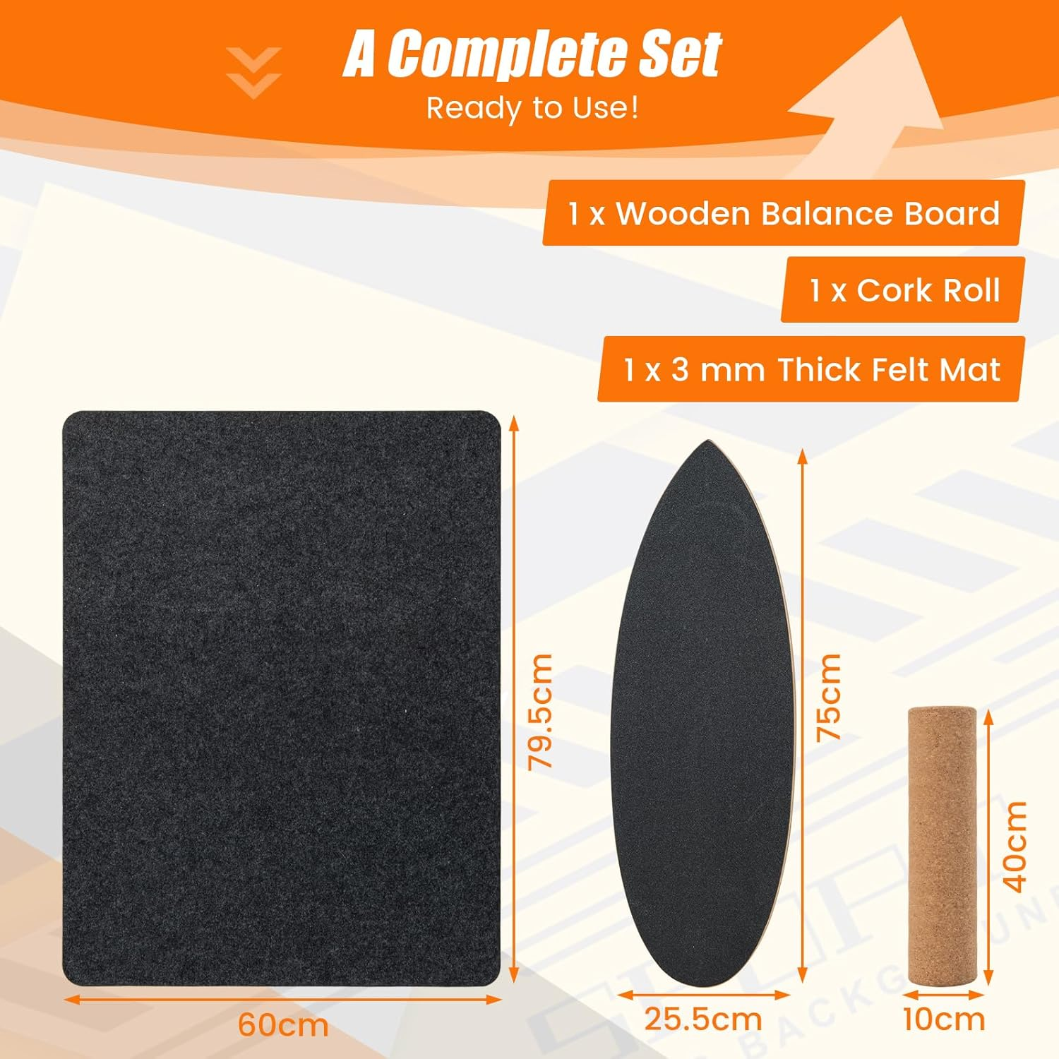 Costway Wooden Balance Board Trainer, Wobble Board W/Roller & Blanket for Skateboard, Hockey, Snowboard & Surf Training to Build Core & Exercise Stability, 3-In-1 Balance Board Kit image number 3