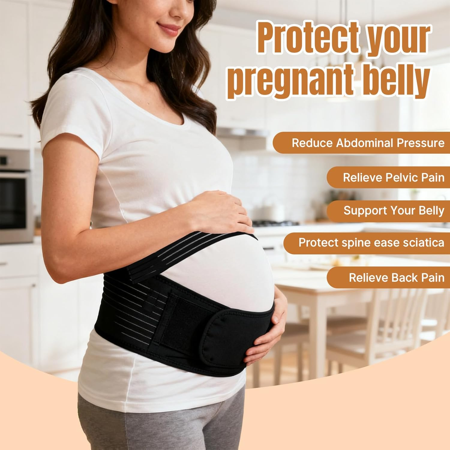 Pregnancy Belt & Belly Band for Pregnant Women - 3 in 1 Breathable & Adjustable to Support Pelvic, Waist, Back, Abdomen Pain, Size XL (XL) image number 1