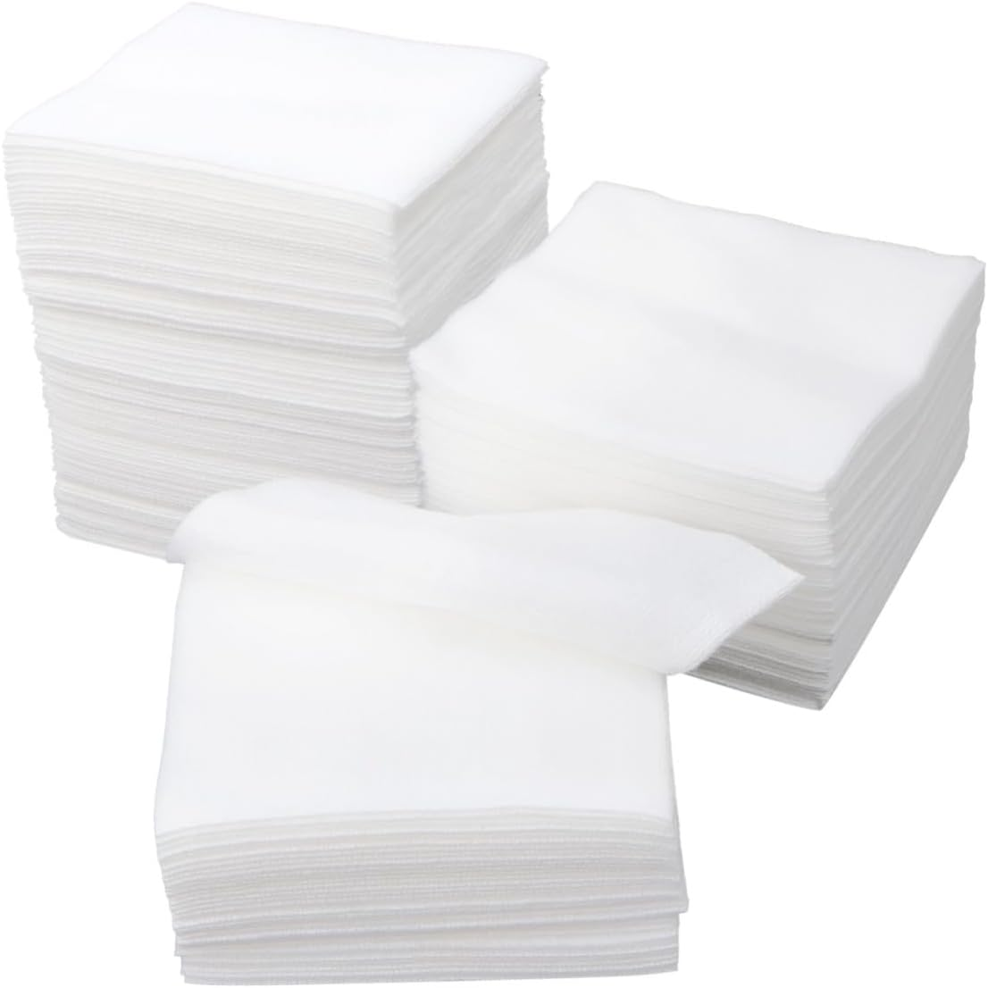 100Pcs 10X10Cm Makeup Remover Pads Non-Woven Gentle Face Cleansing Pads for Deep Pore Cleaning Portable and Soft Facial Wipes 10.00X10.00X0.10CM White image number 2